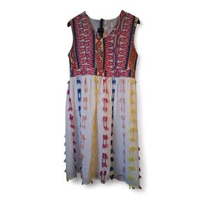 Anthropologie Uncle Frank S Dress Midi Britely Global Embroidered Fringe Cottage